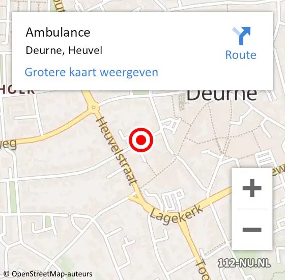 Locatie op kaart van de 112 melding: Ambulance Deurne, Heuvel op 27 juni 2020 19:54