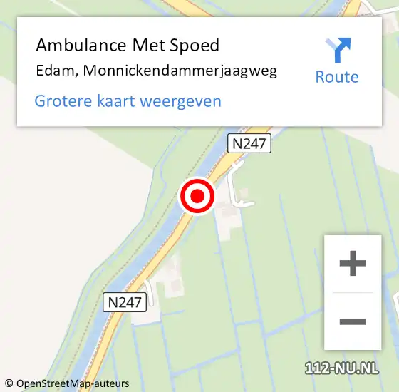 Locatie op kaart van de 112 melding: Ambulance Met Spoed Naar Edam, Monnickendammerjaagweg op 27 juni 2020 21:48