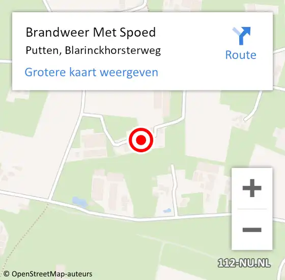 Locatie op kaart van de 112 melding: Brandweer Met Spoed Naar Putten, Blarinckhorsterweg op 11 mei 2014 00:21