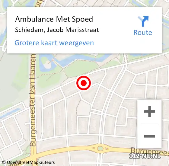 Locatie op kaart van de 112 melding: Ambulance Met Spoed Naar Schiedam, Jacob Marisstraat op 27 juni 2020 22:01