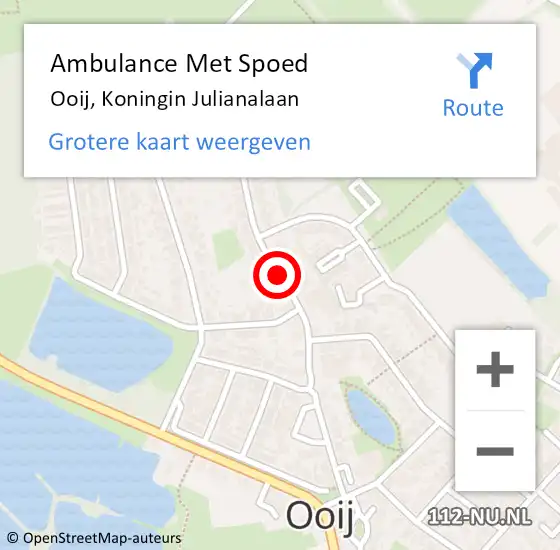 Locatie op kaart van de 112 melding: Ambulance Met Spoed Naar Ooij, Koningin Julianalaan op 27 juni 2020 22:06
