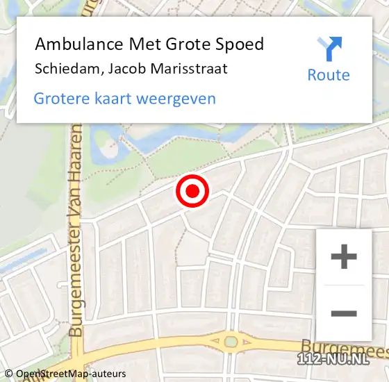 Locatie op kaart van de 112 melding: Ambulance Met Grote Spoed Naar Schiedam, Jacob Marisstraat op 27 juni 2020 22:15