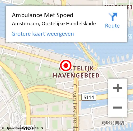 Locatie op kaart van de 112 melding: Ambulance Met Spoed Naar Amsterdam, Oostelijke Handelskade op 27 juni 2020 22:27