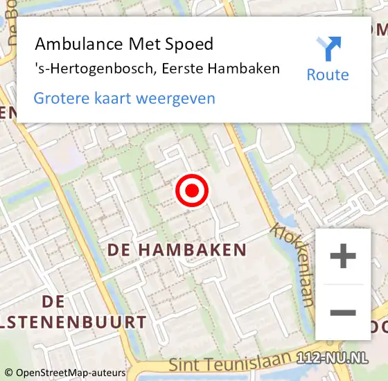 Locatie op kaart van de 112 melding: Ambulance Met Spoed Naar 's-Hertogenbosch, Eerste Hambaken op 27 juni 2020 22:30