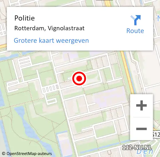 Locatie op kaart van de 112 melding: Politie Rotterdam, Vignolastraat op 27 juni 2020 23:01