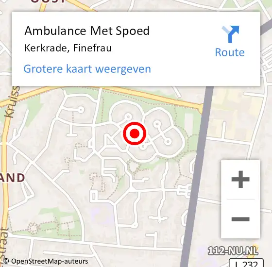 Locatie op kaart van de 112 melding: Ambulance Met Spoed Naar Kerkrade, Finefrau op 27 juni 2020 23:21