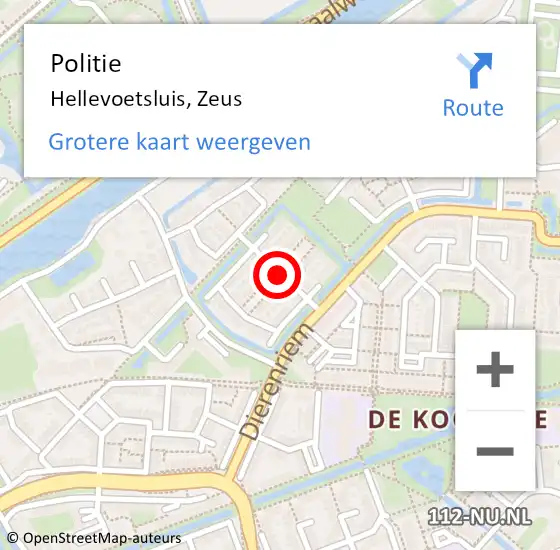 Locatie op kaart van de 112 melding: Politie Hellevoetsluis, Zeus op 28 juni 2020 00:10