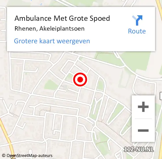 Locatie op kaart van de 112 melding: Ambulance Met Grote Spoed Naar Rhenen, Akeleiplantsoen op 28 juni 2020 00:23