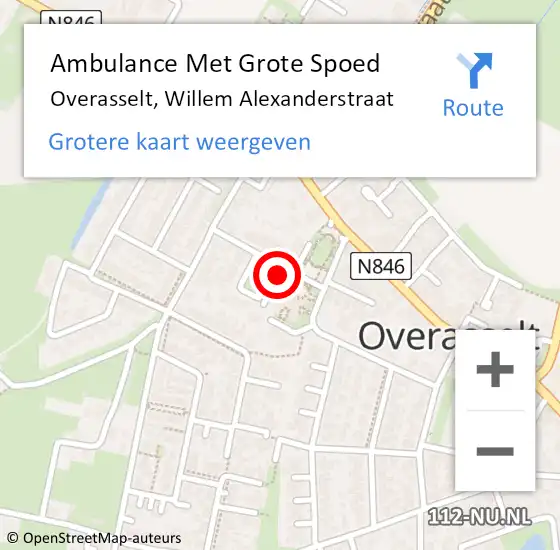 Locatie op kaart van de 112 melding: Ambulance Met Grote Spoed Naar Overasselt, Willem Alexanderstraat op 28 juni 2020 01:39