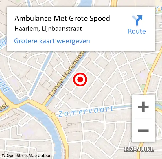 Locatie op kaart van de 112 melding: Ambulance Met Grote Spoed Naar Haarlem, Lijnbaanstraat op 28 juni 2020 01:50