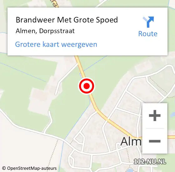 Locatie op kaart van de 112 melding: Brandweer Met Grote Spoed Naar Almen, Dorpsstraat op 28 juni 2020 02:20