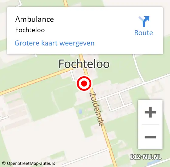 Locatie op kaart van de 112 melding: Ambulance Fochteloo op 28 juni 2020 02:26