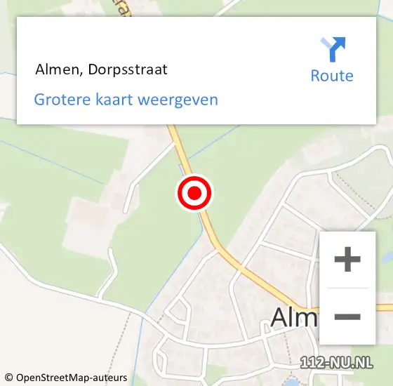 Locatie op kaart van de 112 melding:  Almen, Dorpsstraat op 28 juni 2020 03:05