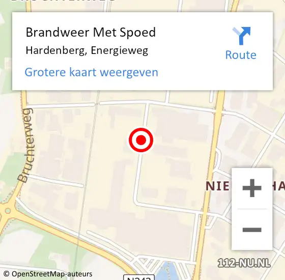 Locatie op kaart van de 112 melding: Brandweer Met Spoed Naar Hardenberg, Energieweg op 28 juni 2020 03:16