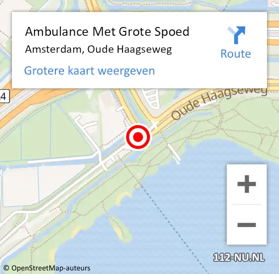 Locatie op kaart van de 112 melding: Ambulance Met Grote Spoed Naar Amsterdam, Oude Haagseweg op 28 juni 2020 04:40