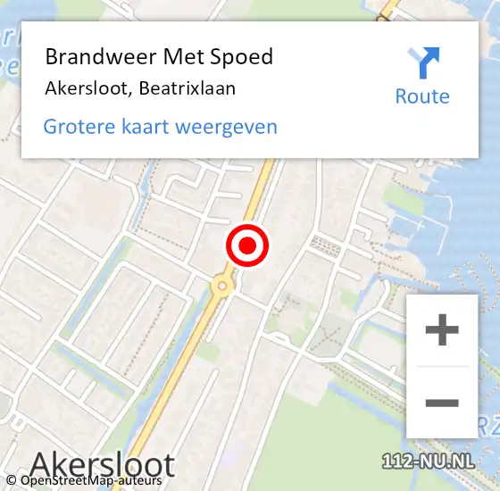 Locatie op kaart van de 112 melding: Brandweer Met Spoed Naar Akersloot, Beatrixlaan op 28 juni 2020 04:55