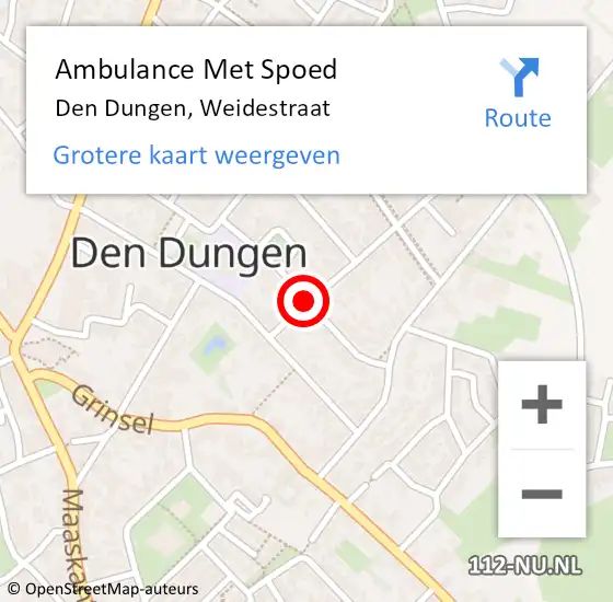 Locatie op kaart van de 112 melding: Ambulance Met Spoed Naar Den Dungen, Weidestraat op 28 juni 2020 05:14