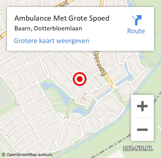 Locatie op kaart van de 112 melding: Ambulance Met Grote Spoed Naar Baarn, Dotterbloemlaan op 28 juni 2020 06:01