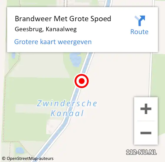 Locatie op kaart van de 112 melding: Brandweer Met Grote Spoed Naar Geesbrug, Kanaalweg op 11 mei 2014 01:14