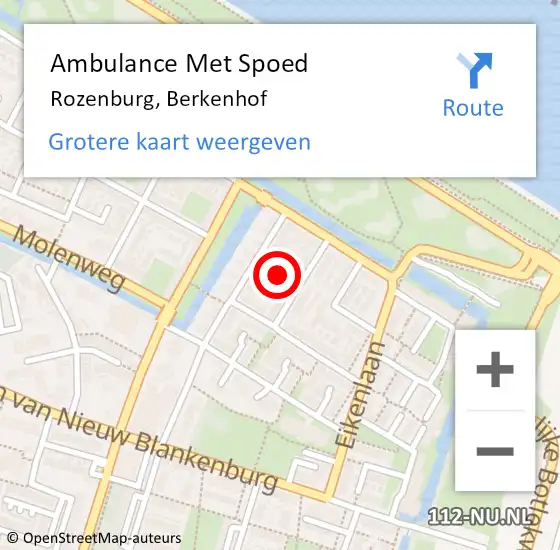 Locatie op kaart van de 112 melding: Ambulance Met Spoed Naar Rozenburg, Berkenhof op 28 juni 2020 09:45