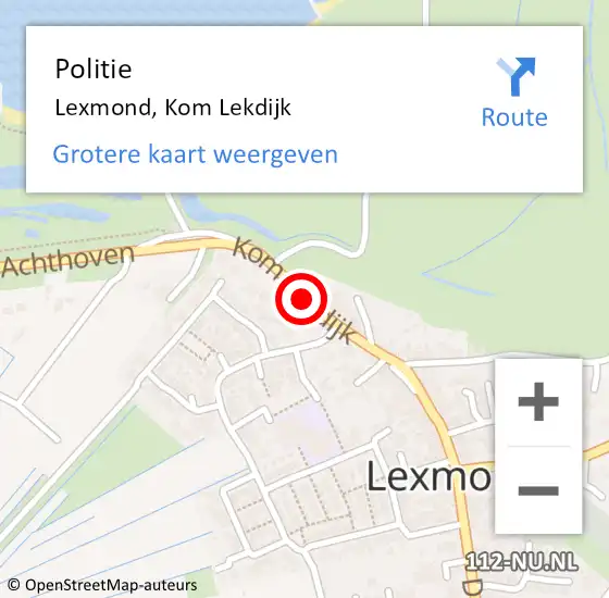 Locatie op kaart van de 112 melding: Politie Lexmond, Kom Lekdijk op 28 juni 2020 10:45