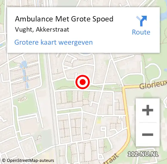 Locatie op kaart van de 112 melding: Ambulance Met Grote Spoed Naar Vught, Akkerstraat op 28 juni 2020 10:55