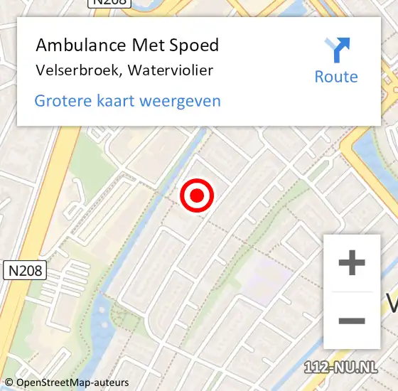 Locatie op kaart van de 112 melding: Ambulance Met Spoed Naar Velserbroek, Waterviolier op 28 juni 2020 12:08