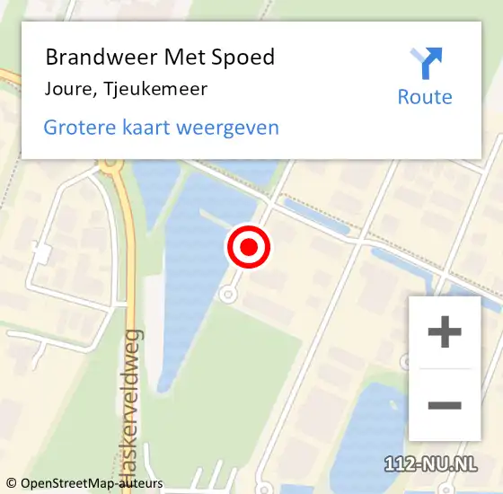 Locatie op kaart van de 112 melding: Brandweer Met Spoed Naar Joure, Tjeukemeer op 28 juni 2020 12:41