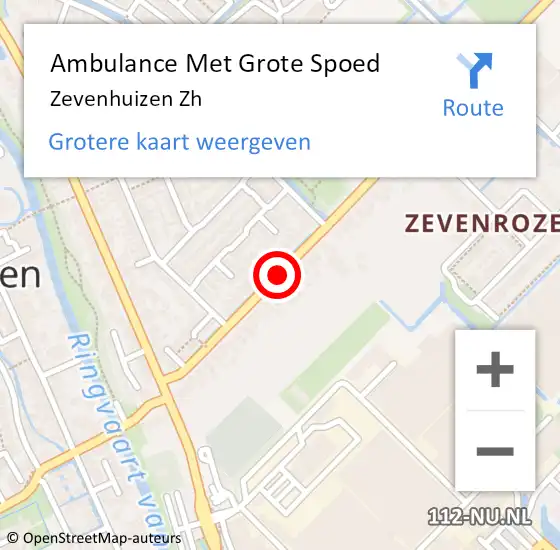 Locatie op kaart van de 112 melding: Ambulance Met Grote Spoed Naar Zevenhuizen Zh op 28 juni 2020 13:34