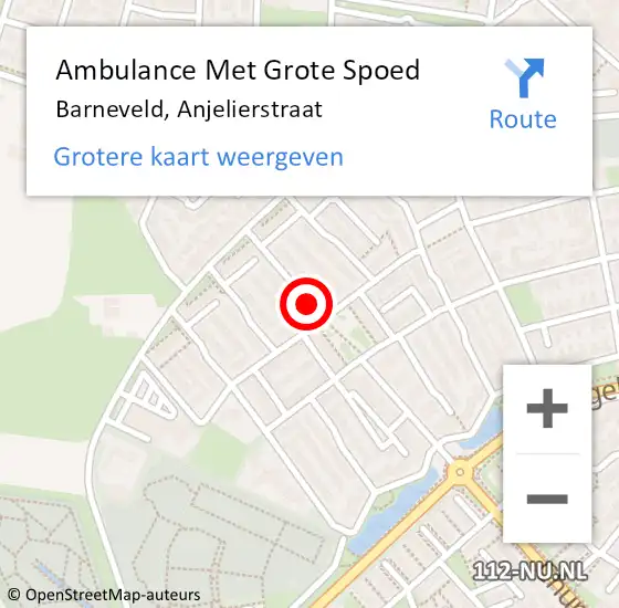 Locatie op kaart van de 112 melding: Ambulance Met Grote Spoed Naar Barneveld, Anjelierstraat op 28 juni 2020 13:52
