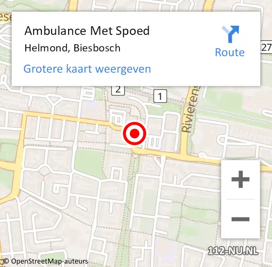 Locatie op kaart van de 112 melding: Ambulance Met Spoed Naar Helmond, Biesbosch op 28 juni 2020 14:09