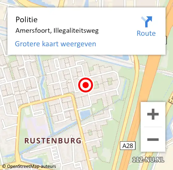 Locatie op kaart van de 112 melding: Politie Amersfoort, Illegaliteitsweg op 28 juni 2020 14:39