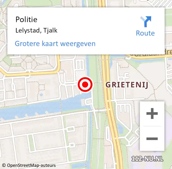 Locatie op kaart van de 112 melding: Politie Lelystad, Tjalk op 28 juni 2020 14:56