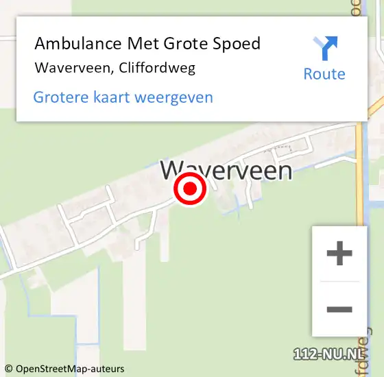 Locatie op kaart van de 112 melding: Ambulance Met Grote Spoed Naar Waverveen, Cliffordweg op 28 juni 2020 16:06