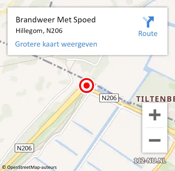 Locatie op kaart van de 112 melding: Brandweer Met Spoed Naar Hillegom, N206 op 28 juni 2020 17:03