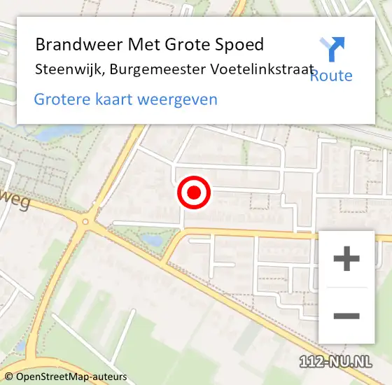 Locatie op kaart van de 112 melding: Brandweer Met Grote Spoed Naar Steenwijk, Burgemeester Voetelinkstraat op 11 mei 2014 02:36