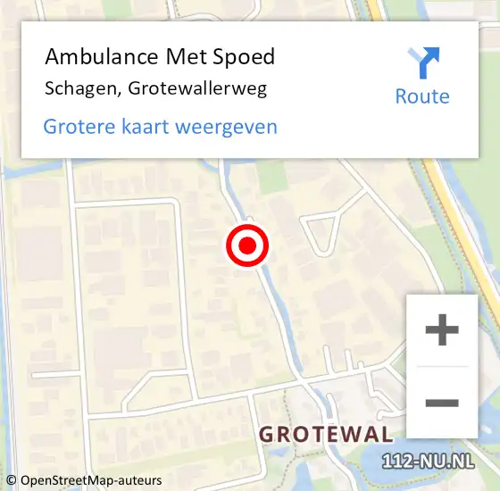 Locatie op kaart van de 112 melding: Ambulance Met Spoed Naar Schagen, Grotewallerweg op 28 juni 2020 17:23