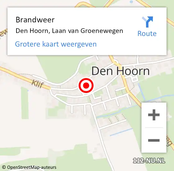 Locatie op kaart van de 112 melding: Brandweer Den Hoorn, Laan van Groenewegen op 28 juni 2020 18:10