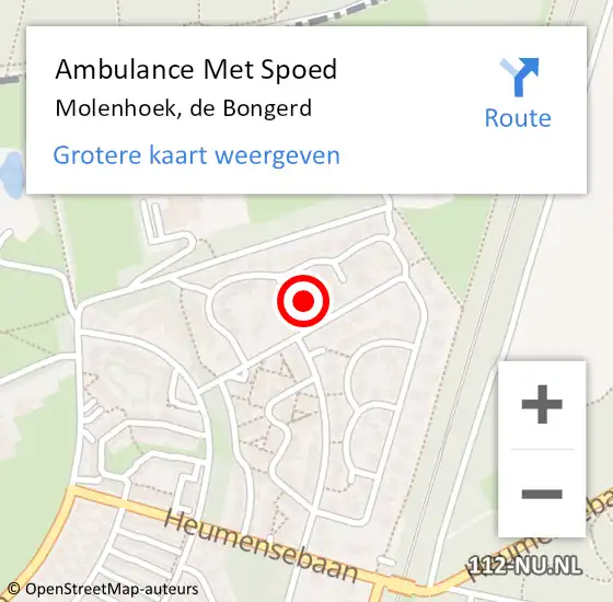 Locatie op kaart van de 112 melding: Ambulance Met Spoed Naar Molenhoek, de Bongerd op 11 mei 2014 02:51