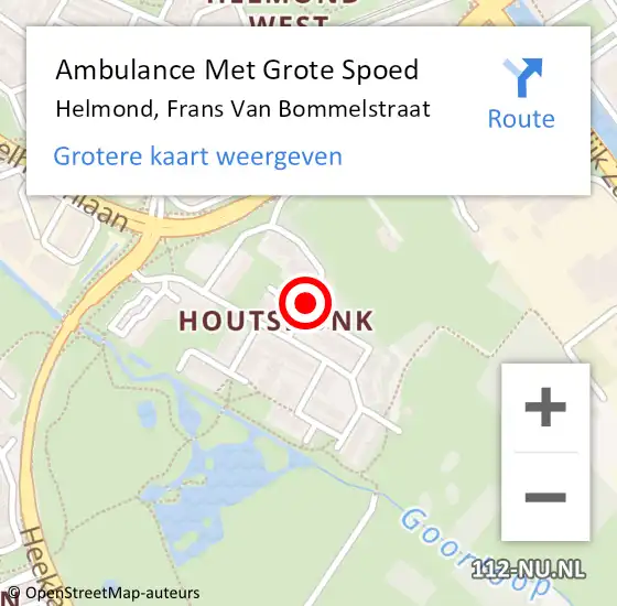 Locatie op kaart van de 112 melding: Ambulance Met Grote Spoed Naar Helmond, Frans Van Bommelstraat op 28 juni 2020 19:35