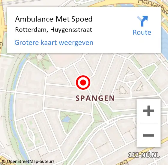 Locatie op kaart van de 112 melding: Ambulance Met Spoed Naar Rotterdam, Huygensstraat op 28 juni 2020 19:40