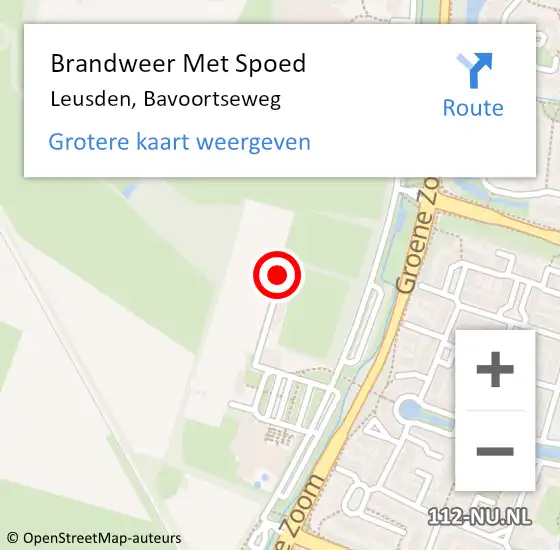 Locatie op kaart van de 112 melding: Brandweer Met Spoed Naar Leusden, Bavoortseweg op 28 juni 2020 19:42