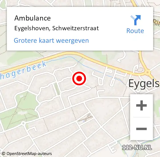 Locatie op kaart van de 112 melding: Ambulance Eygelshoven, Schweitzerstraat op 11 mei 2014 03:03