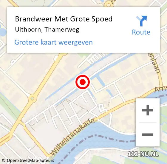 Locatie op kaart van de 112 melding: Brandweer Met Grote Spoed Naar Uithoorn, Thamerweg op 28 juni 2020 19:57