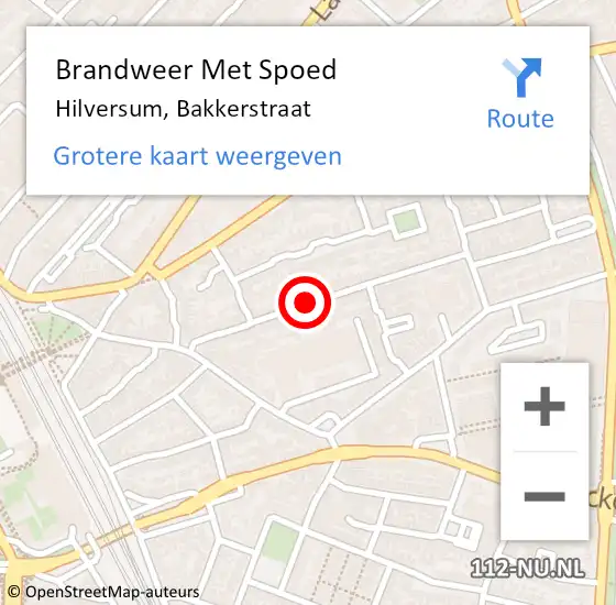 Locatie op kaart van de 112 melding: Brandweer Met Spoed Naar Hilversum, Bakkerstraat op 28 juni 2020 21:26