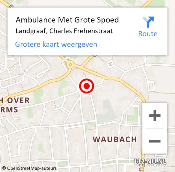 Locatie op kaart van de 112 melding: Ambulance Met Grote Spoed Naar Landgraaf, Charles Frehenstraat op 11 mei 2014 03:32