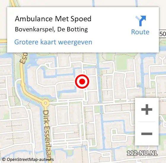 Locatie op kaart van de 112 melding: Ambulance Met Spoed Naar Bovenkarspel, De Botting op 28 juni 2020 23:04