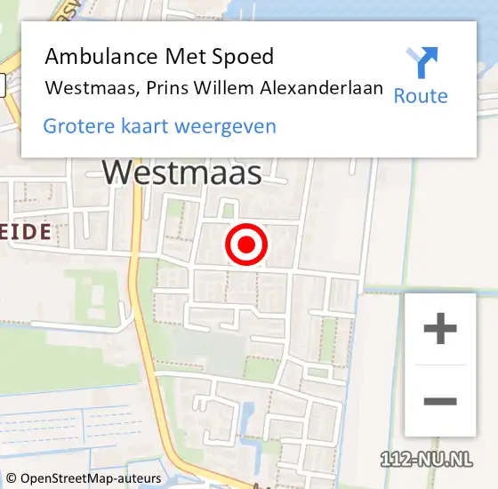 Locatie op kaart van de 112 melding: Ambulance Met Spoed Naar Westmaas, Prins Willem Alexanderlaan op 28 juni 2020 23:14