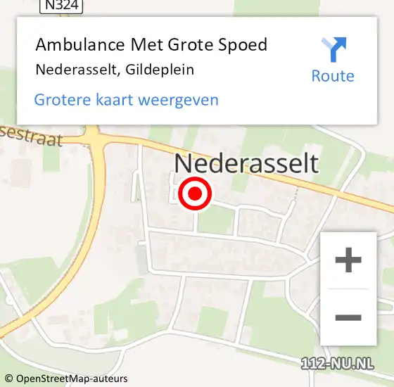 Locatie op kaart van de 112 melding: Ambulance Met Grote Spoed Naar Nederasselt, Gildeplein op 28 juni 2020 23:57