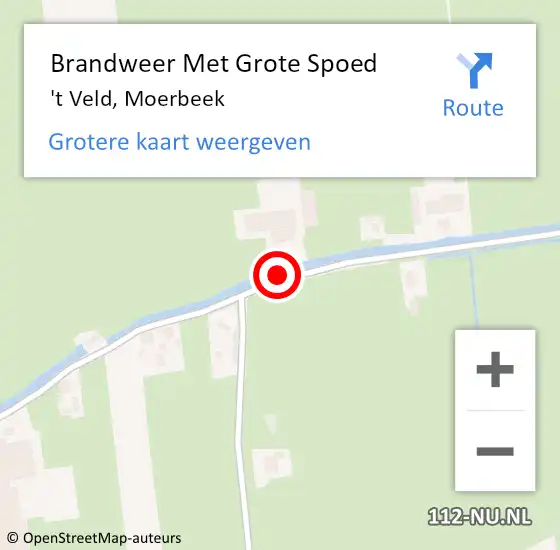 Locatie op kaart van de 112 melding: Brandweer Met Grote Spoed Naar 't Veld, Moerbeek op 29 juni 2020 04:46